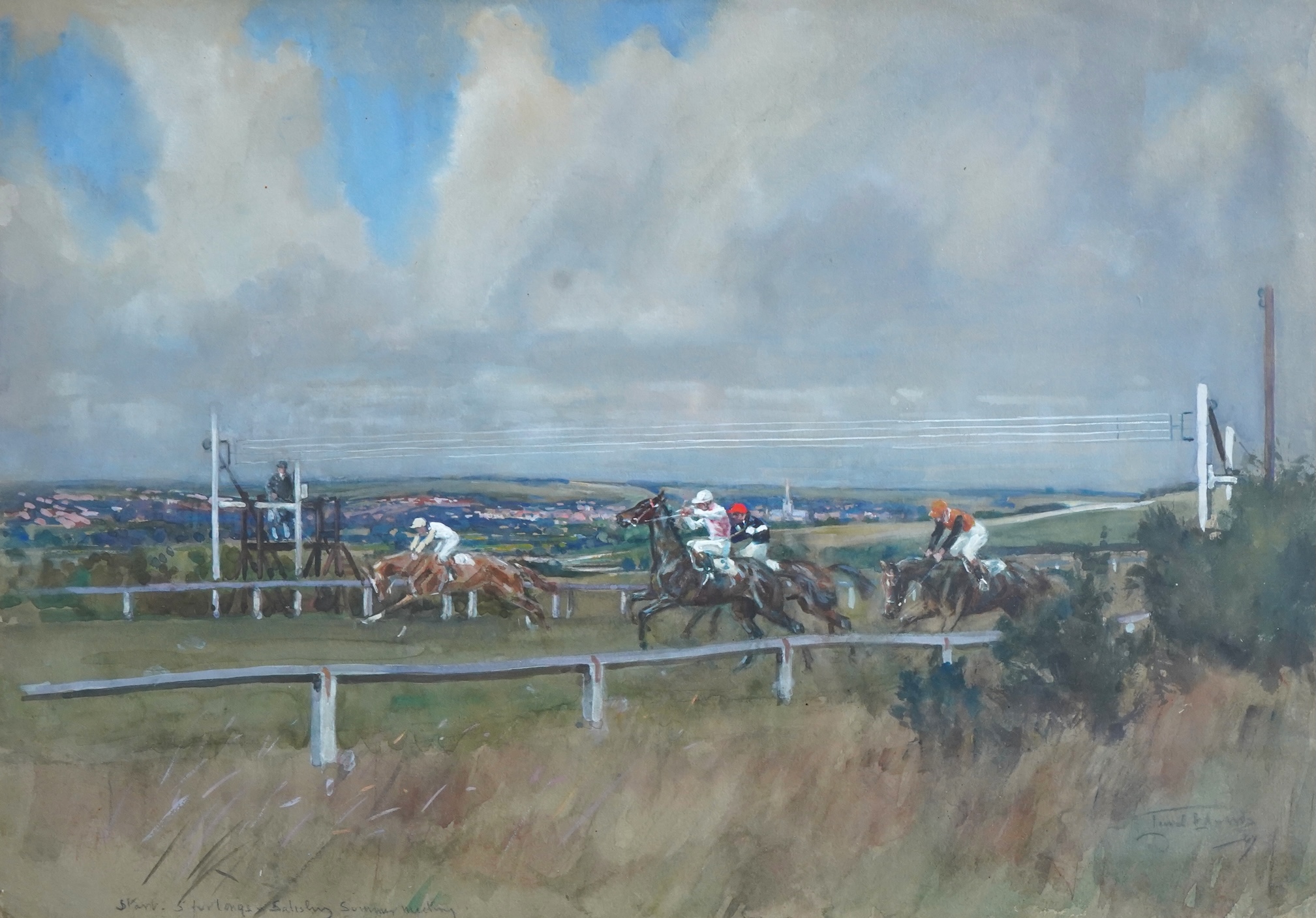 Lionel Edwards, 1878-1966, 'Start, 5 Furlongs - Salisbury Summer Meeting'